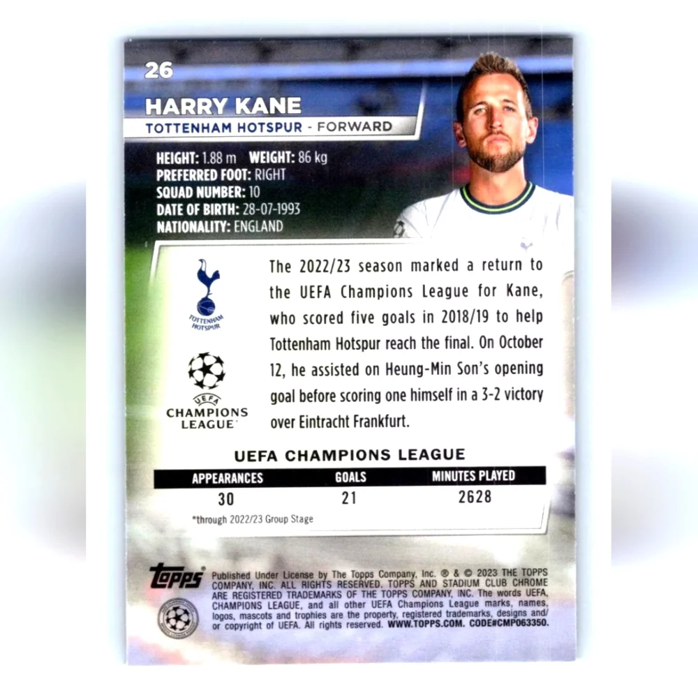 Harry Kane ⚽ Soccer Trading Card 🔥 Bayern Munich 🇬🇧 England
